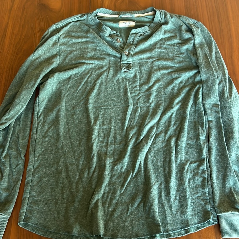 Marine Layer Men’s Medium Double Knit Henley Pine Grove